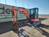 2018 Kubota U35-4R3 Mini Excavator c/w Cab, Rubber Tracks, Blade, Swing Boo