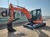 2019 Kubota U48-4 Mini Excavator c/w Cab, Rubber Tracks, Blade, Offset, QH,