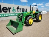 2014 John Deere 5045E 4x4 Tractor c/w JD 553 Front End Loader, Bucket, Roll
