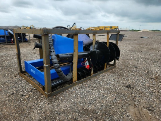 AGROTK  HD Auger to suit Skidsteer c/w 3 Auger Bits - Unused