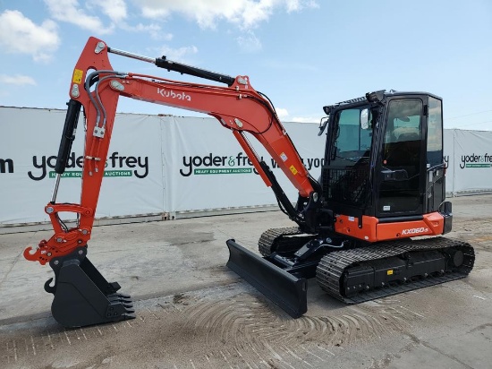 2023 Kubota KX060-5 Hydraulic Excavator c/w Cab, A/C, Steel Tracks, Aux Hyd