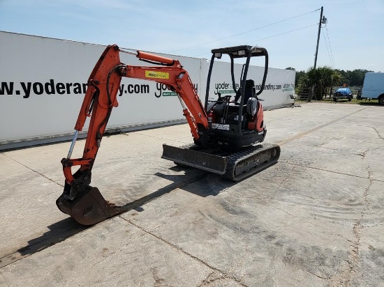 2016 Kubota U25R1T4 Mini Excavator c/w OROPS, Rubber Tracks, Aux Hydraulics