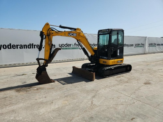 2019 JCB 48Z-1 Mini Excavator c/w Cab, A/C, Rubber Tracks, Aux Hydraulics,