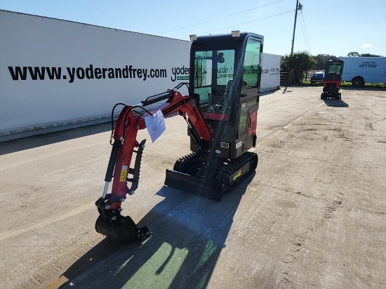 2023 Miva VA13C Mini Excavator c/w Cab, Rubber Tracks, Aux Hydraulics, Offs