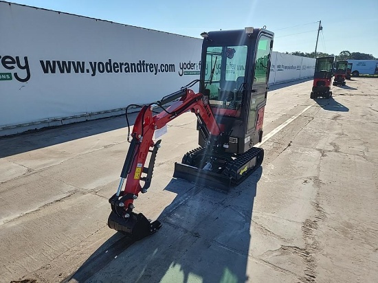 2023 Miva VA13C Mini Excavator c/w Cab, Rubber Tracks, Aux Hydraulics, Offs