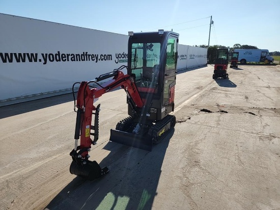 2023 Miva VA13C Mini Excavator c/w Cab, Rubber Tracks, Aux Hydraulics, Offs