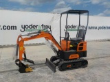 AGROTK  Mini Excavator c/w OROPS, Rubber Tracks, Aux Hydraulics, Blade, Buc