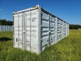 40' HC Container c/w 4 Side Doors,  End Door, Lock Box, Side Forklift Pocke
