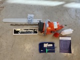 Chainsaw c/w Tool Bag, Funnel, Fluid Can