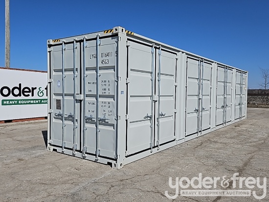 Unused 40' HC Multi Door Container, 4 Side Door, End Door, Lock Box, Side Forklift Pockets