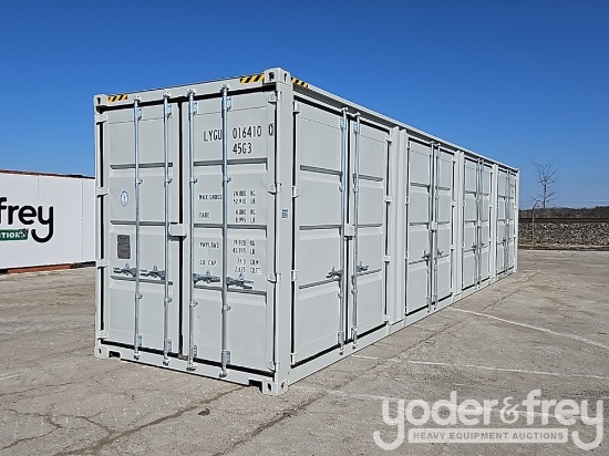 Unused 40' HC Multi Door Container, 4 Side Door, End Door, Lock Box, Side Forklift Pockets