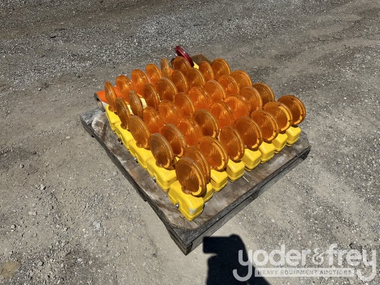 Pallet of Safety Lights, Flasher Ligth Bulbs, White Reflectors, 6V Jobsmart Alkaline Batteries