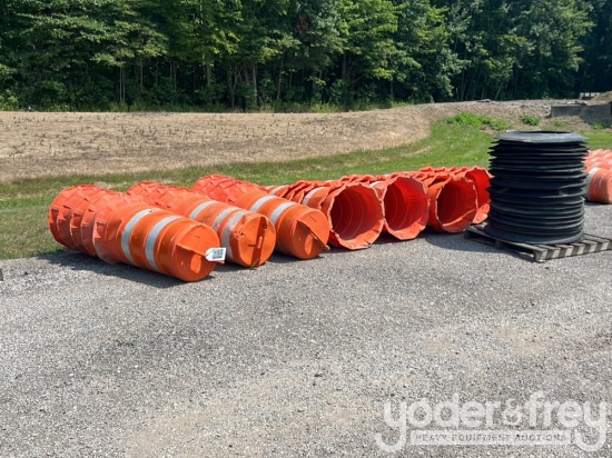 Orange Road Caution Barrels, c/w Tire Weights