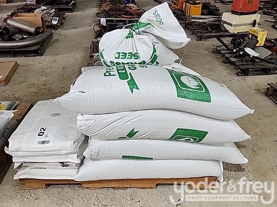 Unused Grass Seed 350+ lbs c/w 100 lb Tacking Agent (Pallet of)
