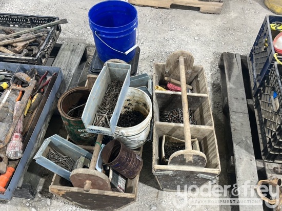 Assorted Nail Fasteners c/w Wooden Carrier