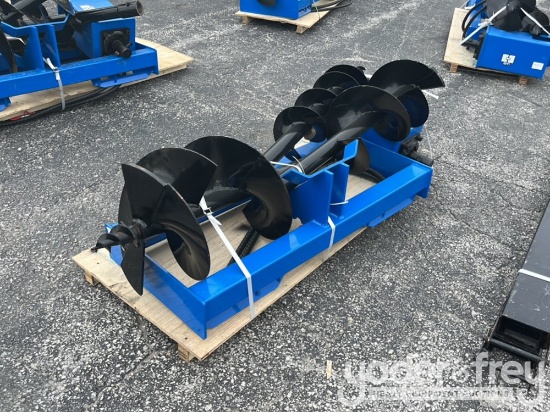 Unused GIYI Auger Set, with 8"/12"/16" Auger to suit Skidsteer, 1" Pin Diameter (3 of)