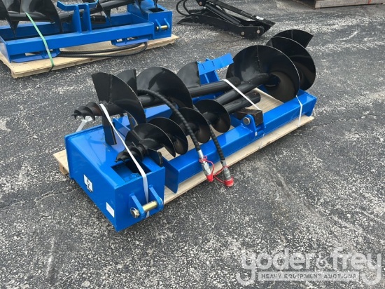Unused GIYI Auger Set, with 8"/12"/16" Auger to suit Skidsteer, 1" Pin Diameter (3 of)