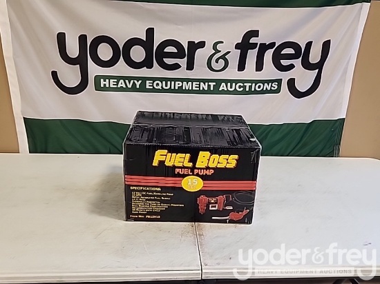 Unused Fuel Boss 12V Portable Diesel Tansfer Pump c/w 12' Hose and Nozzle - 15GPM