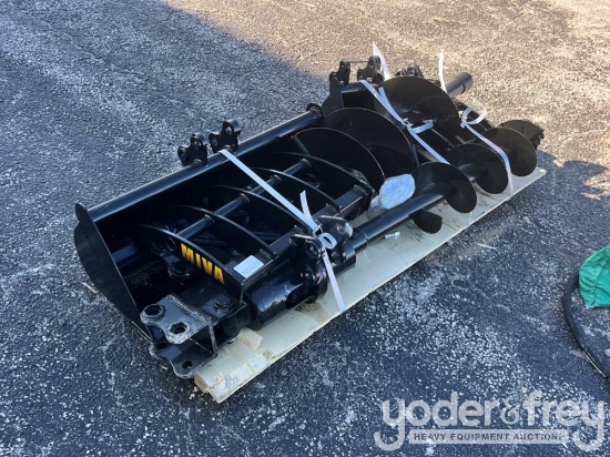 Unused Miva QH, Rake, Ripper, Graber, Auger, 12" Auger Rod, 8" Bucket, 32" Bucket