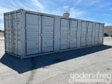 Unused 40' HQ Container, 4 Side Door, One End Door, Lock Box, Side Forklift Pockets