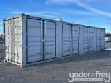 Unused 40' HC Container, 4 Side Doors, End Door, Lock Box, Side Forklift Pockets