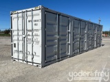 Unused 40' HC Container, 4 Side Doors, End Door, Lock Box, Side Forklift Pockets