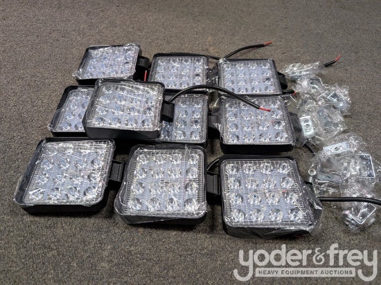Unused LED Work Lights, 48w, 12V/24V, Adjustable Bracket, IP67 Waterproof, 6000k White (10 of)