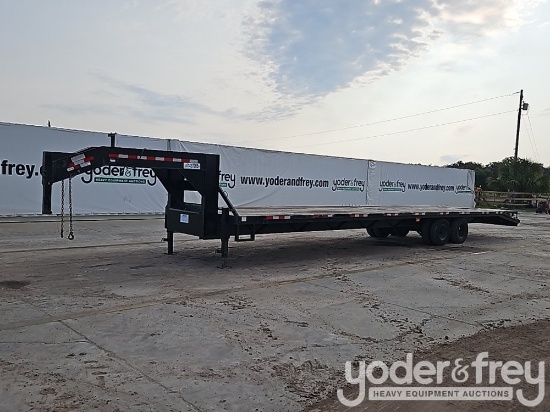 2022 40' Gooseneck Trailer, 12,000lb GVWR, Tandem Axle, Flat Bed, Wood Deck