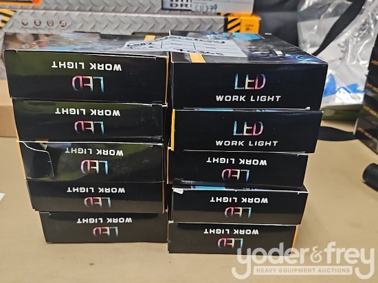 Unused LED Work Lights, 48w, 12V/24V, Adjustable Bracket, IP67 Waterproof, 6000k White (10 of)