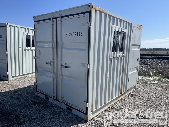 10' Container c/w End Doors, 1 Door, 1 Window, Fork Pockets