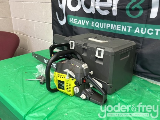 Unused Ryobi Chainsaw, 18", Gas Powered, c/w Case