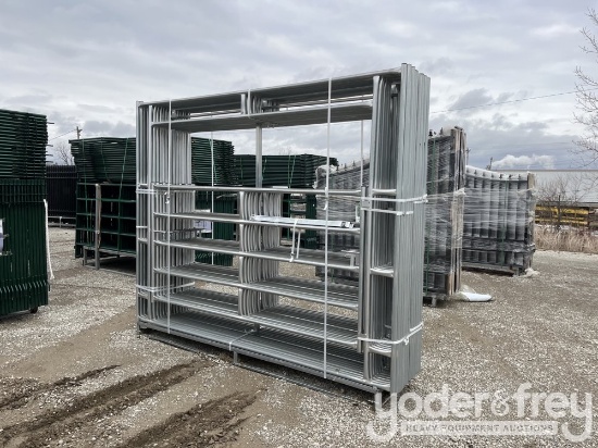 Unused 10' UnCoated Corral Panels c/w Gate (14 of)