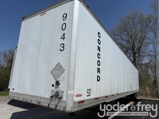 2009 Trailmobile 53' Dry Van Rack Trailer, Inflation System, X Track, 100% Oak Floor, 110" Swing Doo