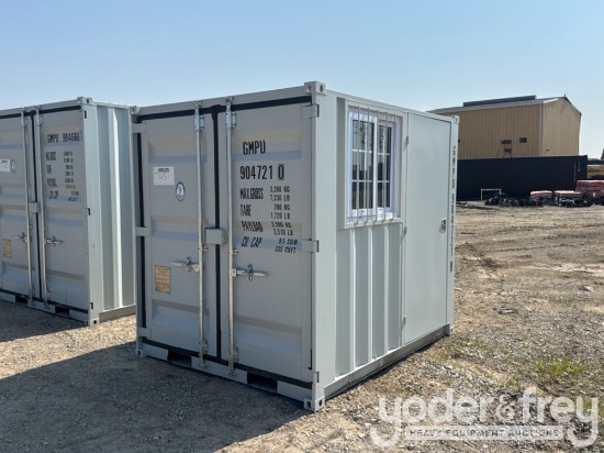 8' Container c/w End Doors, 1 Door, 1 Window, Fork Pockets