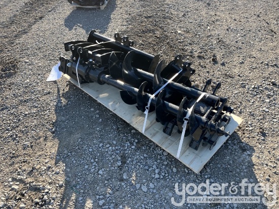 Unused 2025 Miva Set of (8) Attachments Quick Hitch, Rake, Ripper, Auger, 12”...... Auger Rod, 8”...