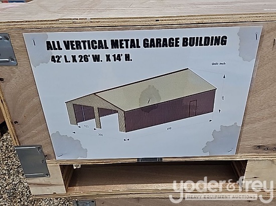 Unused 26' x 42' Double Garage Metal Barn Shed (BOX A & BOX B)