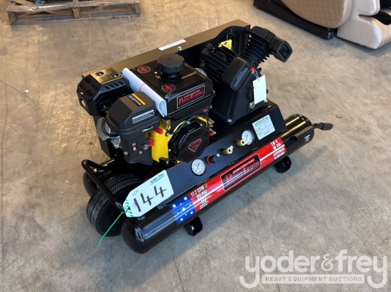 Unused Powertrain  10 Gal  Wheelbarrow/Contractor  Air Compressor, W/ V-Twin Cast Iron Pump, 135 Psi