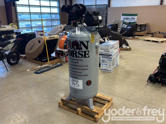 Unused Iron Horse 6 Hp, 60 Gal Shop Air Compressor, V-Twin Cast Iron Pump, HI-Flo, 135 PSI, 11.2CFM,