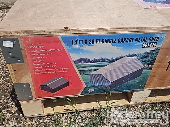 Unused 14' X 20' Single Garage Metal Shed
