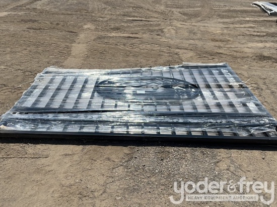 Unused 2025 20' Bi-Parting Iron Gate, With artwork "Deer " in the Middle of Gate Frame