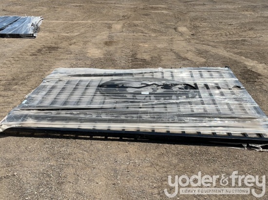 Unused 2025 20' Bi-Parting Iron Gate, With artwork "Deer " in the Middle of Gate Frame