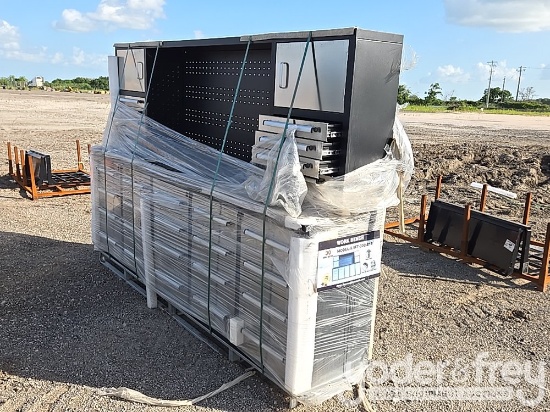 Unused 2025 9.5' Work Bench With 30 Drawers, Packed In Plastics, Drawers With Lock And Anti-Slip Inn