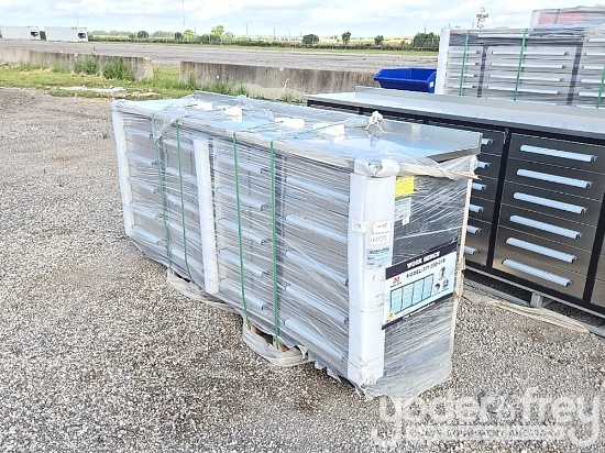 Unused 2025 7’...... Work Bench With 20 Drawers, 87*23*39”...... Packed In Plastics, Drawers With Lo