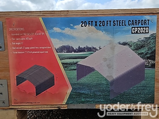 Unused 20' x 20' Steel Car Port