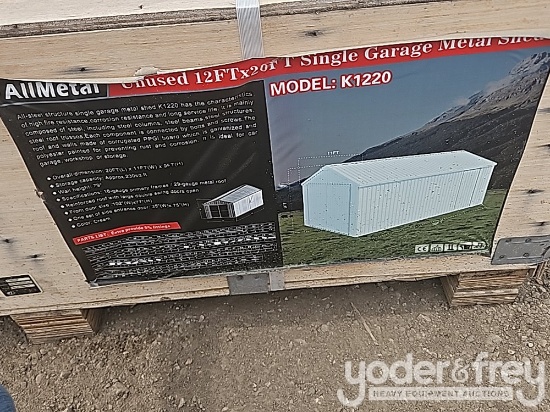 Unused Allmetal 12' x 19' Single Garage Metal Shed
