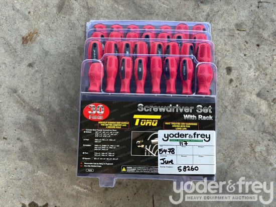 Unused 30 pc Screwdriver Set c/w Rack