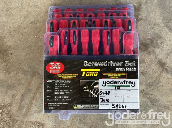 Unused 30 pc Screwdriver Set c/w Rack