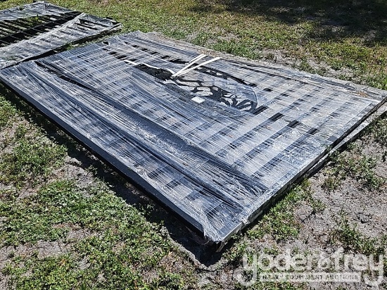 Unused 20' Bi- Parting Iron Gate c/w Artwork "Deer" in the Middle of Gate Frame