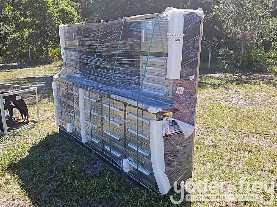 Unused 2025 9.5' Work Bench c/w 30 Drawers, Drawers c/w Lock, Anti- Slip Inners, 3 Rail Sliding, Sta