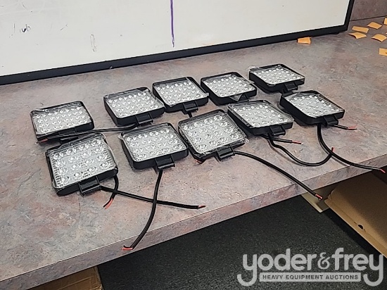 Unused 4" LED Work Lights, 12v/24v, 48W, Mounting Brackets (10 of)